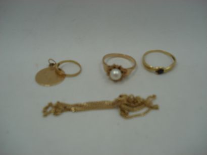 1 Bague Or 18kt et perle 3,19g 1 Pendentif...