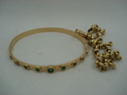1 Bracelet Or 18kt ouvrant et pierres 20,37g...