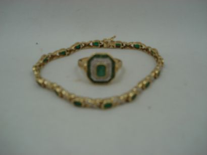 1 Bague Or 18kt et pierres 5,54g 1 Bracelet...