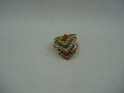 1 Bague Or 2 tons 18kt et pierres 9,88g 4...