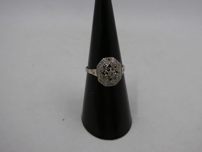 1 Bague Or gris 18kt et diamant 1,97g 