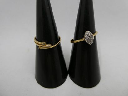 2 Bagues Or 18kt et pierres 3,14g 