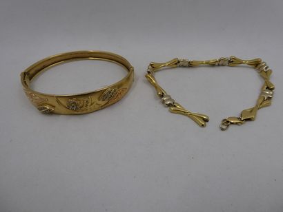 1 Bracelet Or ouvrant 18kt et pierres 15,22g...