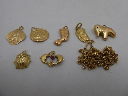 1 Chaîne Or 18kt 4,29g 7 Pendentifs Or 18...