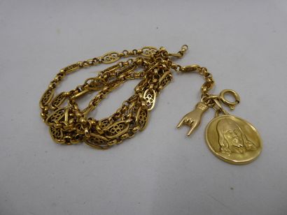 1 Chaîne et 2 Pendentifs Or 18kt 15,85g 