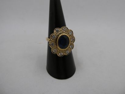 1 Bague Or 18kt diamants et pierre 8,53g...