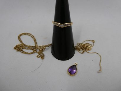 1 Chaîne Or 18kt 1,24g cassée 1 Bague Or...