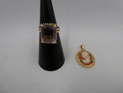 1 Pendentif Or 18kt 1,32g camée 1 Bague Or...