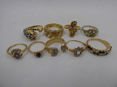 3 Bagues Or 18kt diamants et pierres 12,42g...