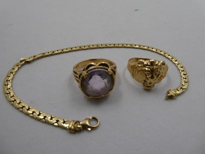 1 Bracelet Or 18kt 4,35g 1 Bague Or 18kt...