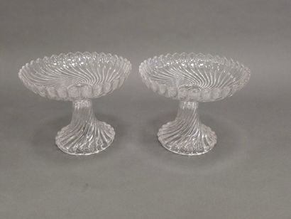 BACCARAT modèle bambou 
Paire de compotier...