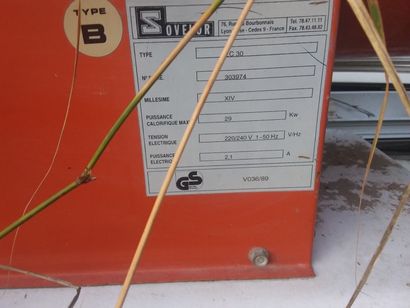 Chauffage SOVELOR type EC 30
n° série 303974
millésime...