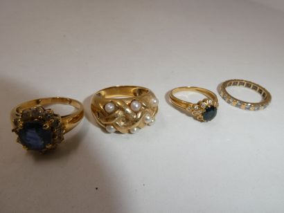 1 Bague Or 18kt diamants et pierre 5,73g...