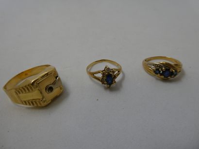 2 Bagues Or 18kt et pierres 3,87g 1 Bague...