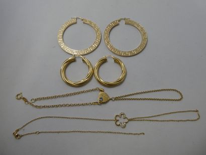 2 Paires boucles Or 18kt 13,62g 2 Bracelets...