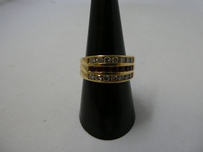 1 Bague Or 18kt 9,55g 2 lignes de diamants...