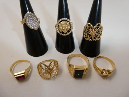 3 Bagues Or 18kt et pierres 8,74g 1 Bague...