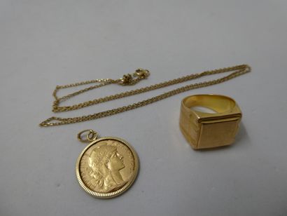 1 Bague Or 18kt 14,02g 1 Pendentif Or 18kt...