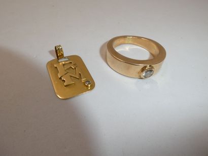 1 Pendentif Or 18kt et diamant 3,91g 1 Bague...