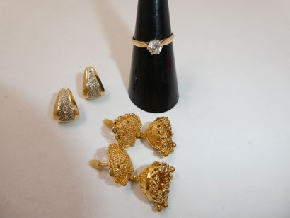 1 Paire boucles Or 18kt 9,52g 1 Bague Or...