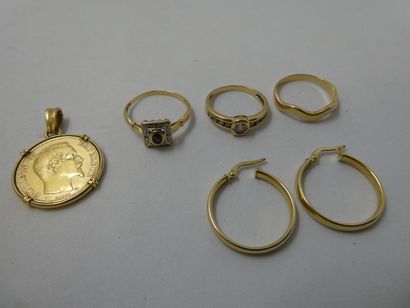 2 Bagues Or 18kt et pierres 5,19g 1 Paire...
