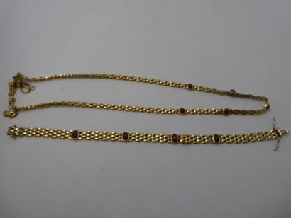 1 Collier Or 18kt et pierres 22,30g 1 Bracelet...