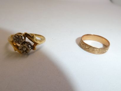 1 Bague Or 2 tons 18kt et pierres 3,39g 1...