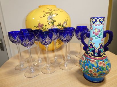 10 verres porto cristal bohemevase de longwy....