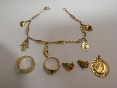 1 Bague Or 18kt 1,47g 1 Pendentif Or 18kt...