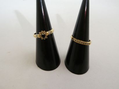 1 Bague Or 18kt diamants et pierre 1,96g...