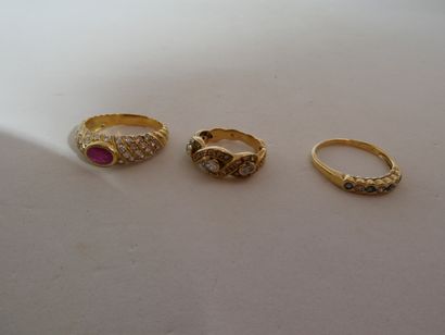 1 Bague Or 18kt et diamants 4,70g 1 Bague...