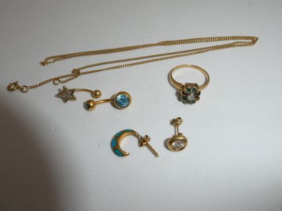 2 Piercings Or 18kt et pierres 2,77g 1 Boucle...