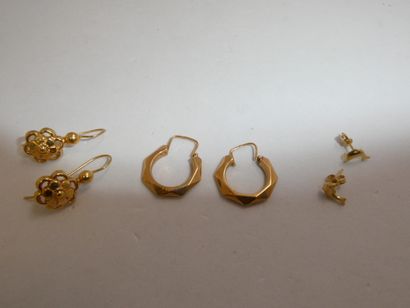 3 Paires de boucles Or 18kt 3,10g 