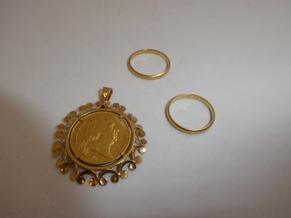 1 Pendentif Or 18kt 10,23g 2 Alliances Or...