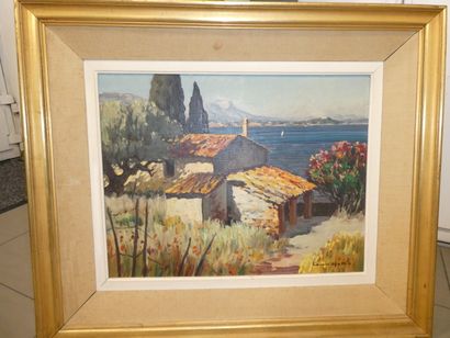 1 Tableau 60,0x65,5 cm à vue, 1 huile sur...