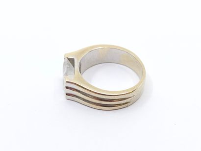 CHEVALIERE RING in 750° white gold set with...