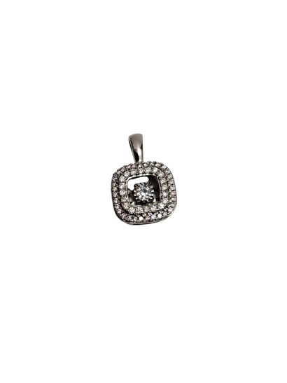 PENDANT in 585° white gold paved with two...