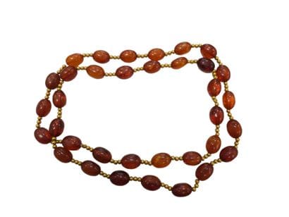 COLLIER sautoir ambre et métal doré
