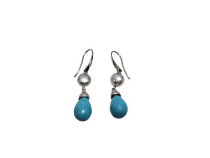 PAIRE de pendants d'oreilles en or gris 750°...