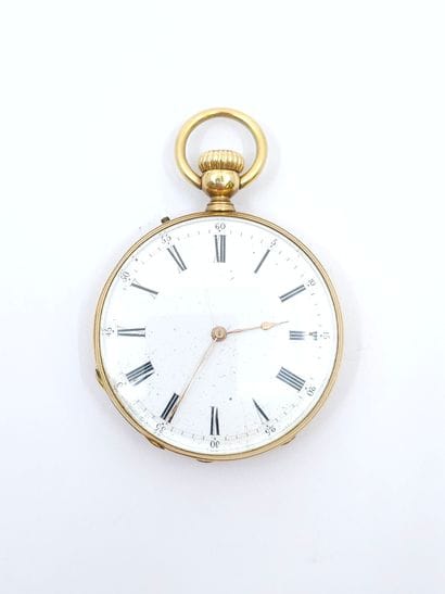 MONTRE DE GOUSSET en or jaune 750°, double...