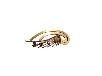 BROCHE GERBE en or jaune 750 ° ornée de cinq...
