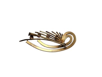 BROCHE GERBE en or jaune 750 ° ornée de cinq...