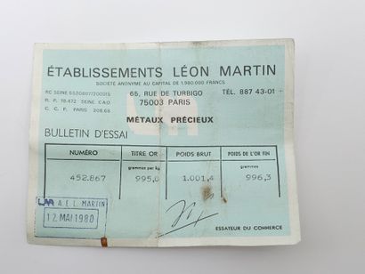 LINGOT D'OR
Poids de l'or fin 995g. 
Avec...