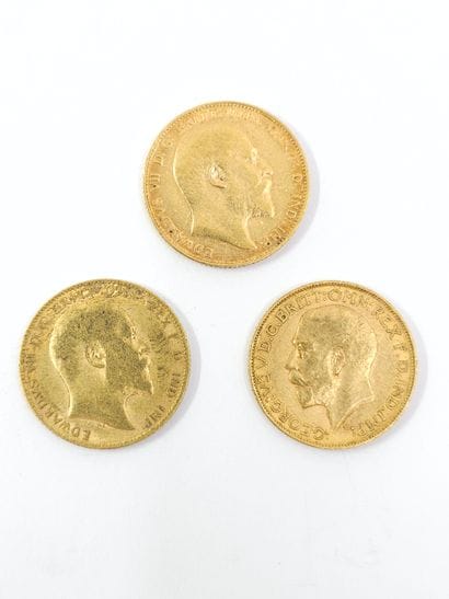 LOT de trois pièces Souverain Edouard VII...
