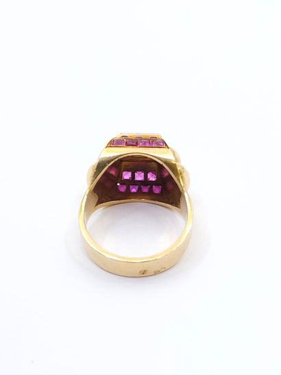 BAGUE en or rose 750° et platine sertie d'un...