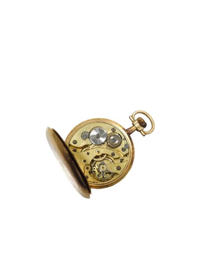 MONTRE DE GOUSSET en or jaune 750°, double...