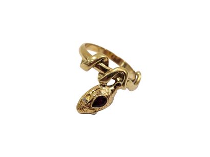 BAGUE serpent en or jaune 750° ornée d'un...
