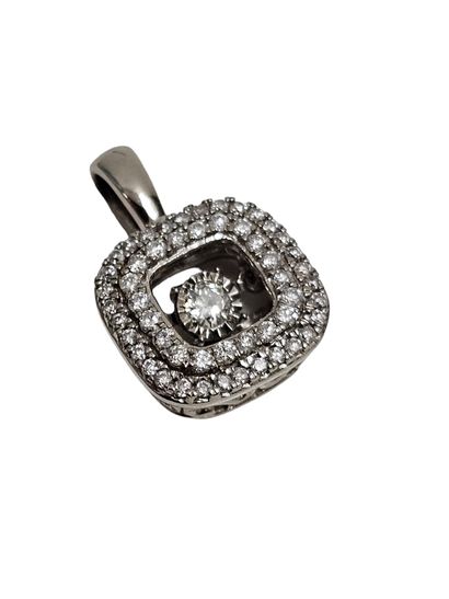 PENDANT in 585° white gold paved with two...