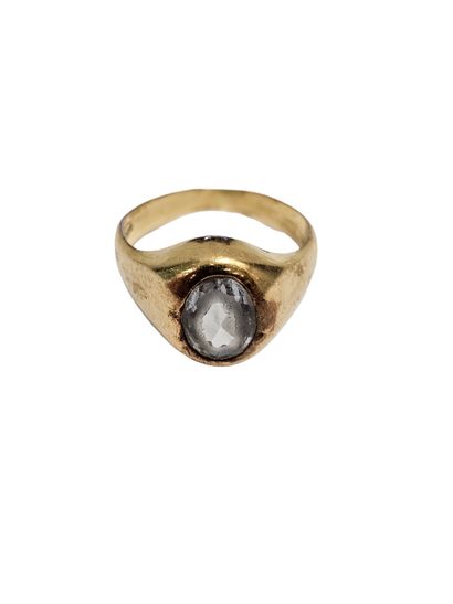 BAGUE en or jaune 750° sertie d'une aigue...