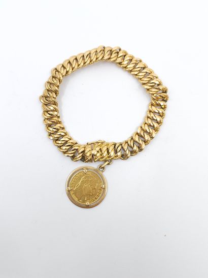 BRACELET maille américaine en or jaune 750°...